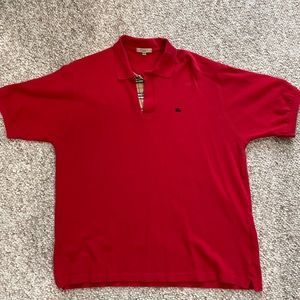 Red mens Burberry polo shirt size xl